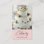 ベーカリーケーキカスタムモノグラムロゴピンク 名刺 (正面)