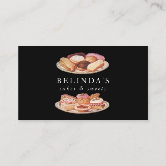 ベーカリーケーキスイーツベーキングQRコードソーシャルメディア 名刺 (正面)