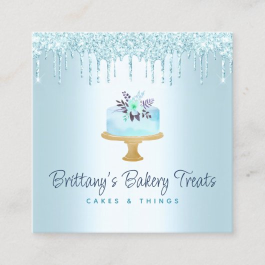 ベーカリーケーキターコイズペストリーグリッタードリップスデザート スクエア名刺 (正面)