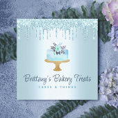 ベーカリーケーキターコイズペストリーグリッタードリップスデザート スクエア名刺