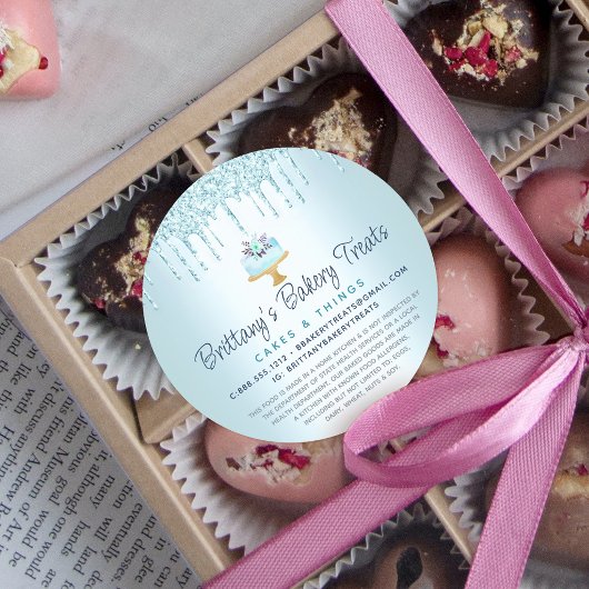 ベーカリーケーキターコイズペストリーグリッタードリップスリーガル ラウンドシール