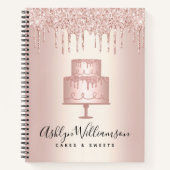 ベーカリーケーキバラ金ゴールドグリッタードリップスパティリシェフ ノートブック (正面)