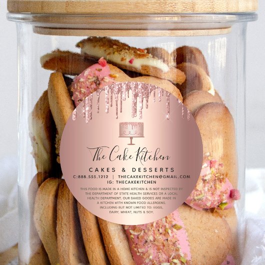 ベーカリーケーキバラ金ゴールド銅グリッタードリップスリーガル ラウンドシール