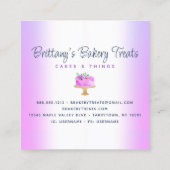 ベーカリーケーキパープルグリッタードリップスパストリーデザート スクエア名刺 (裏面)