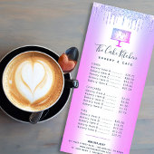 ベーカリーケーキパープルグリッタードリップス生地シェフメニュー ラックカード