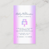 ベーカリーケーキパープルグリッタードリップペストリーシェフラグジュアリー 名刺 (裏面)