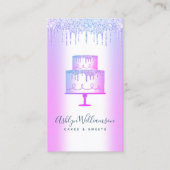 ベーカリーケーキパープルグリッタードリップペストリーシェフラグジュアリー 名刺 (正面)