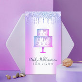 ベーカリーケーキパープルグリッタードリップペストリーシェフラグジュアリー 名刺