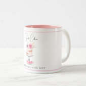 ベーカリーケーキピンクエレガントの水色 ツートーンマグカップ (正面右)