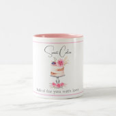 ベーカリーケーキピンクエレガントの水色 ツートーンマグカップ (中央)