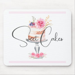 ベーカリーケーキピンクエレガントの水色 マウスパッド