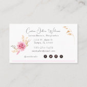 ベーカリーケーキピンクエレガントの水色 名刺 (裏面)