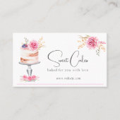 ベーカリーケーキピンクエレガントの水色 名刺 (正面)