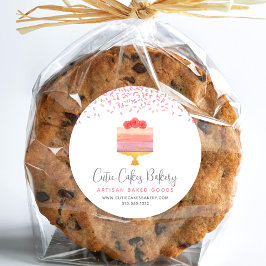 ベーカリーケーキピンクグラデーションプレッシャーデザート ラウンドシール