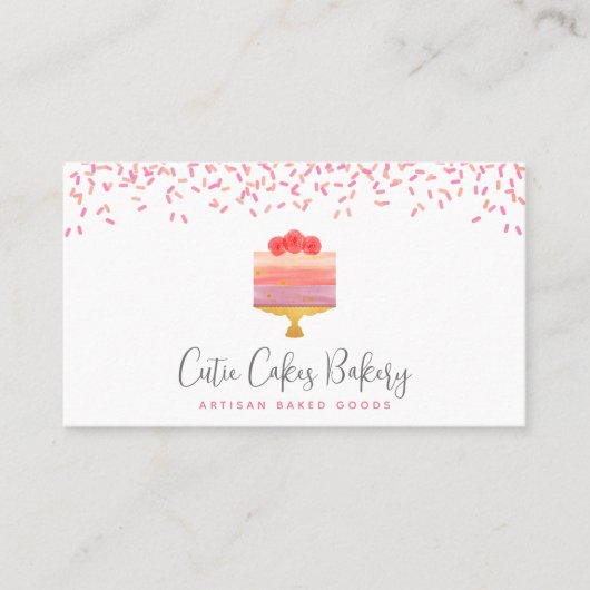 ベーカリーケーキピンクグラデーションプレッシャーデザート 名刺 (正面)