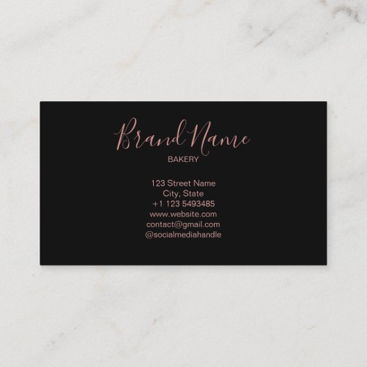 ベーカリーケーキペストリーバラ金ゴールドウィスクシェフミニマル 名刺 (裏面)