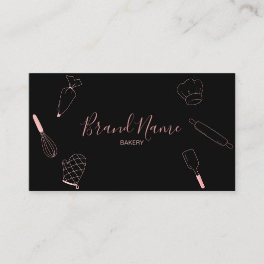 ベーカリーケーキペストリーバラ金ゴールドウィスクシェフミニマル 名刺 (正面)