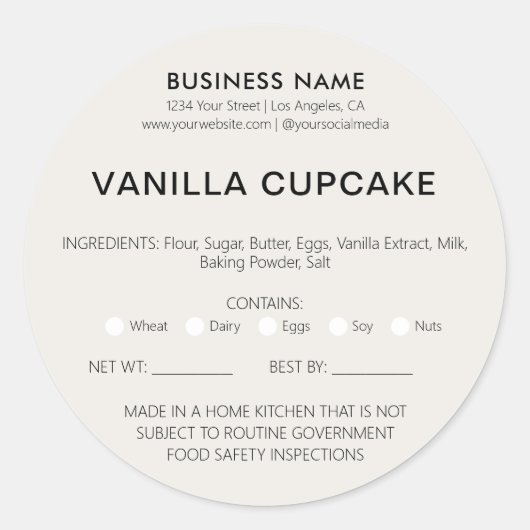 ベーカリーケーキホーム法律的食品使用許諾 ラウンドシール (正面)