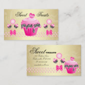 ベーカリーケーキポップカップケーキピンク金ゴールドゼブラ 名刺 (正面/裏面)