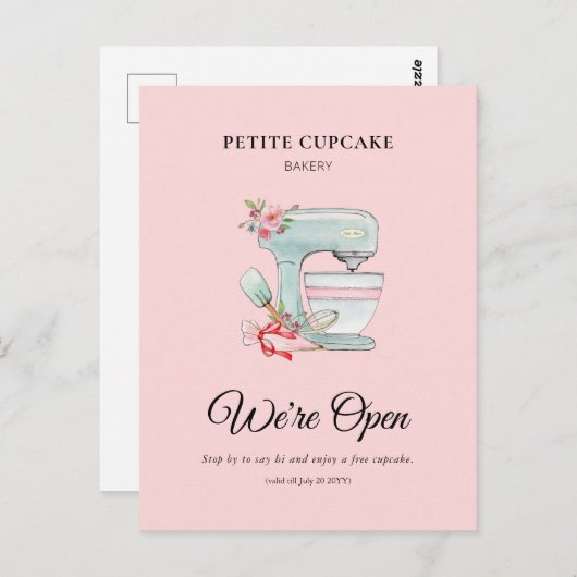 ベーカリーケーキミキサー私たちはオープンプロモーション ポストカード (正面/裏面)