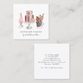 ベーカリーケーキメーカー水彩ベーキング用具 スクエア名刺 (正面/裏面)