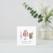 ベーカリーケーキメーカー水彩ベーキング用具 スクエア名刺 (スタンド正面)