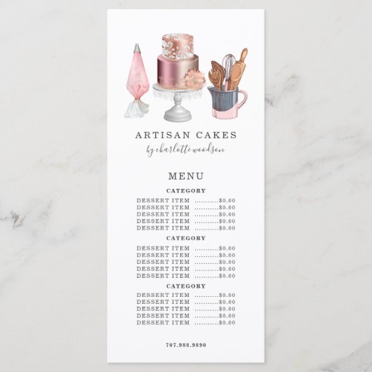 ベーカリーケーキメーカー水彩ベーキング用具 メニュー (正面)