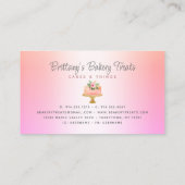 ベーカリーケーキ赤面ピンクオレンジグラデーショングリッタードリップ 名刺 (裏面)