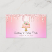 ベーカリーケーキ赤面ピンクオレンジグラデーショングリッタードリップ 名刺 (正面)