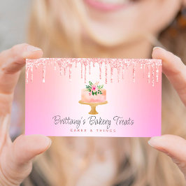 ベーカリーケーキ赤面ピンクオレンジグラデーショングリッタードリップ 名刺