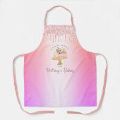 ベーカリーケーキ赤面ピンクグリッタードリップスレインボーグラデーション エプロン (正面)