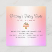 ベーカリーケーキ赤面ピンクグリッタードリップスレインボーグラデーション スクエア名刺 (裏面)