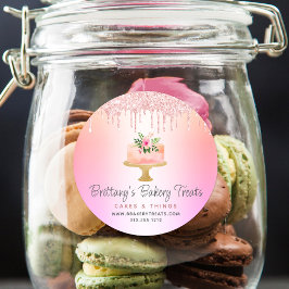 ベーカリーケーキ赤面ピンクグリッタードリップスレインボーグラデーション ラウンドシール