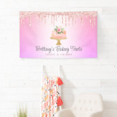 ベーカリーケーキ赤面ピンクグリッタードリップスレインボーグラデーション 横断幕 (インサイチュ)