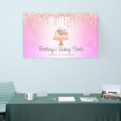 ベーカリーケーキ赤面ピンクグリッタードリップスレインボーグラデーション 横断幕 (トレードショー)