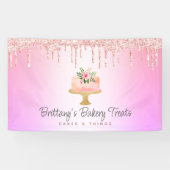 ベーカリーケーキ赤面ピンクグリッタードリップスレインボーグラデーション 横断幕 (横)