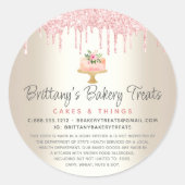 ベーカリーケーキ赤面ピンクグリッタードリップス金ゴールドリーガル ラウンドシール (正面)