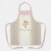 ベーカリーケーキ赤面ピンクグリッタードリップデザート金ゴールド エプロン (正面)