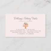 ベーカリーケーキ赤面ピンクグリッタードリップペストリーデザート 名刺 (裏面)