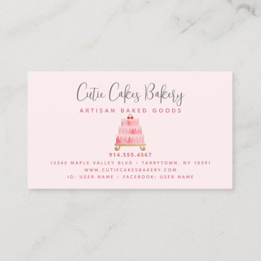 ベーカリーケーキ赤面ピンクスプレッルパティシシェフシック ロイヤリティカード (裏面)