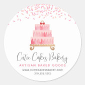 ベーカリーケーキ赤面ピンクスプレッルパティスデザート ラウンドシール (正面)