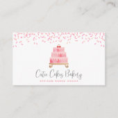 ベーカリーケーキ赤面ピンクスプレッルパティスデザート 名刺 (正面)