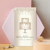 ベーカリーケーキ金ゴールドグリッタードリップスパティリシェフデザート 名刺