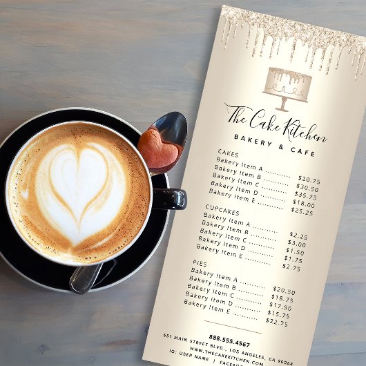 ベーカリーケーキ金ゴールドグリッターパティシシェフデザートメニュー ラックカード