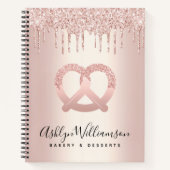 ベーカリーケータリングパティシシェフバラ金ゴールドグリッタードリップ ノートブック (正面)