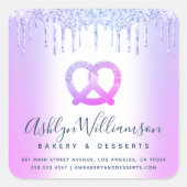 ベーカリーケータリングパティシシェフパープルグリッタードリップ スクエアシール (正面)