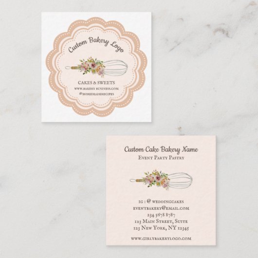 ベーカリーシェフウィスクフラワー スクエア名刺 (正面/裏面)