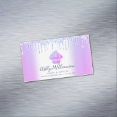 ベーカリーシェフカップケーキパープルブルーシックグリッタードリップ マグネット名刺 (インサイチュ)