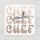 ベーカリーシェフトレンディーレトロベージュモダンケータリング スクエア名刺 (正面)