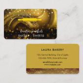 ベーカリーシェフ転がのピンホワイト金ゴールド手作り 名刺 (正面/裏面)